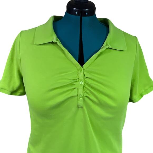 Lane Bryant Polo Style Top Plus Size 14/16 Green 100% Liquid Cotton - Picture 2 of 12